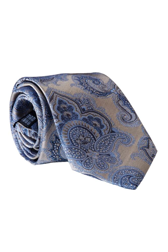 Elizabetta Cortina - Extra Long Silk Jacquard Tie for Men in Warm Pewter Cover