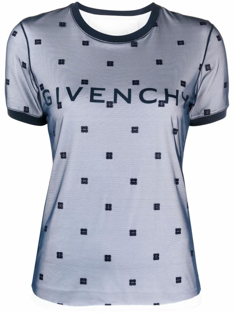 Givenchy 4G-motif tulle-overlay T-shirt - Blue Cover