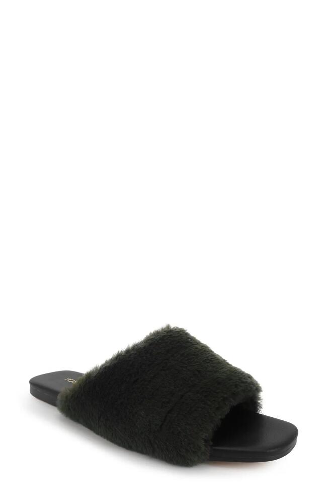 Yosi Samra Nora Faux Fur Slide Sandal in Olive Green Cover