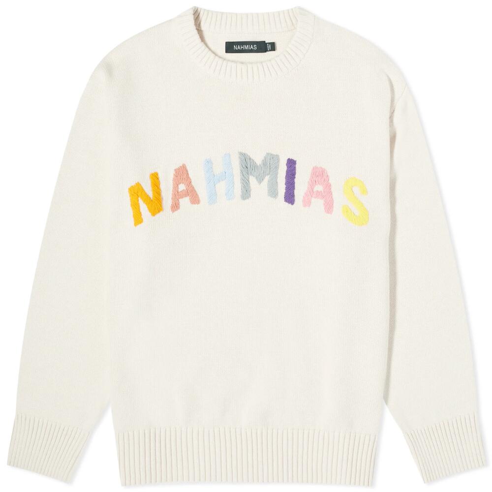 Nahmias Men's Rainbow Intarsia Jumper in Sand Cover