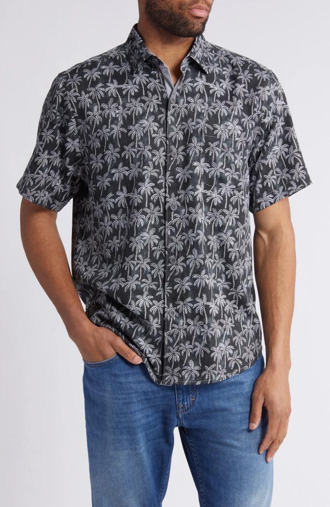 Tommy Bahama Paradise Palms Short Sleeve Performance Button-Up Shirt in Slate Cover