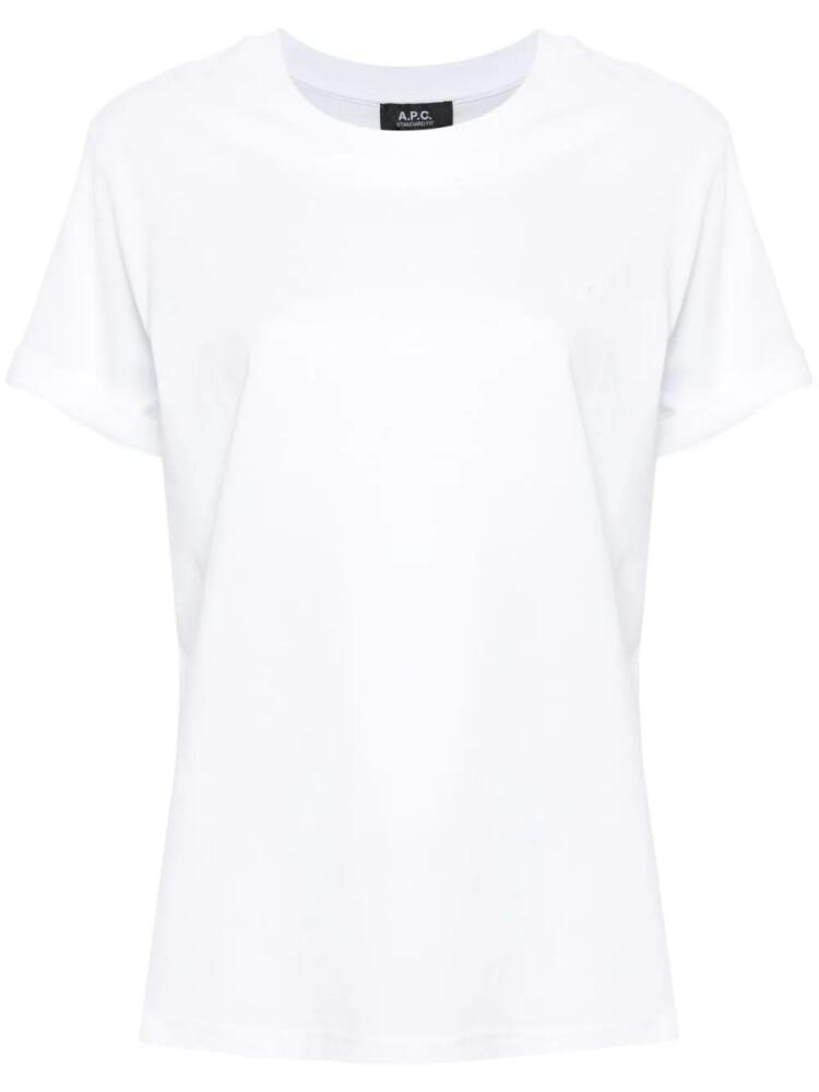 A.P.C. logo-embroidered cotton T-shirt - White Cover