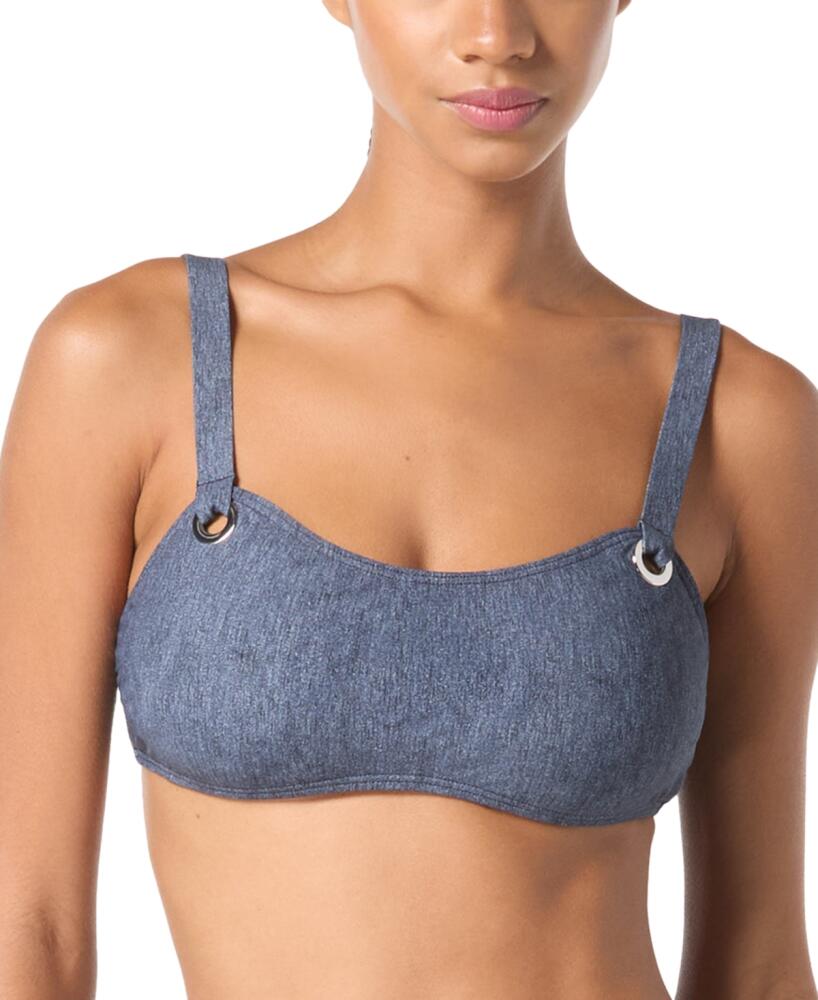 Michael Michael Kors Women's Grommet Scoop Neck Bikini Top - New Navy Cover