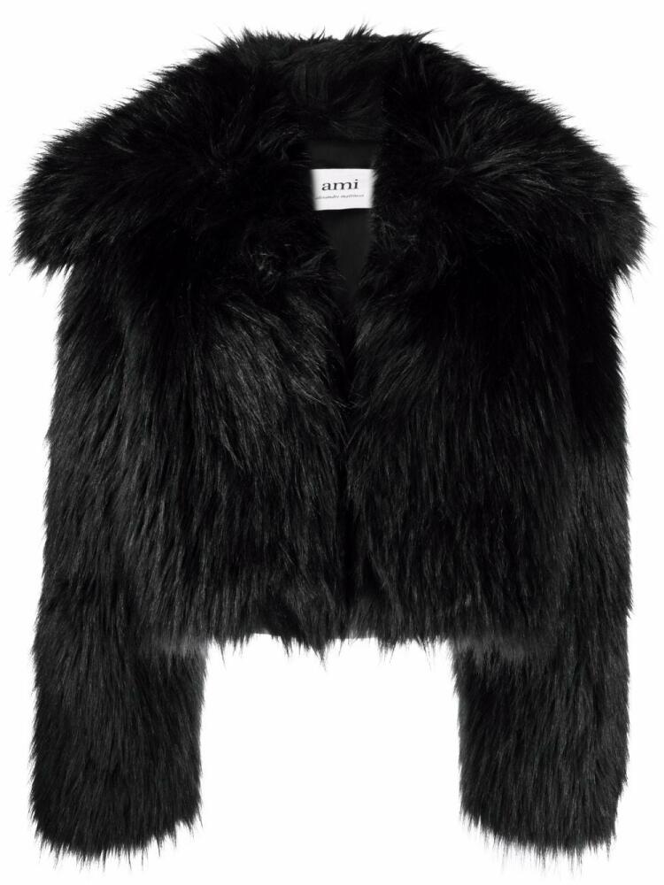 AMI Paris shearling cropped jacket - Black Cover