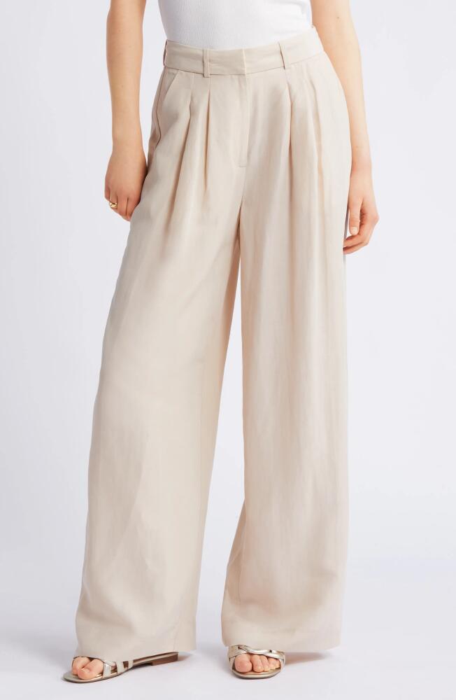 Nordstrom Pleated Wide Leg Pants in Beige Beach Cover