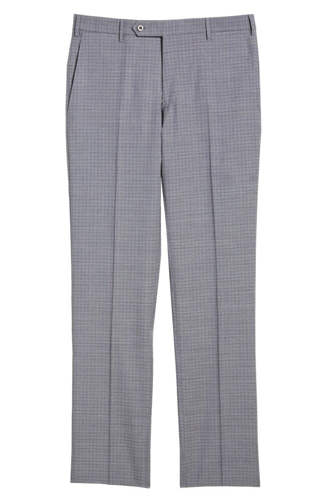 Zanella Parker Contemporary Fit Check Stretch Wool Pants in Light Grey Cover