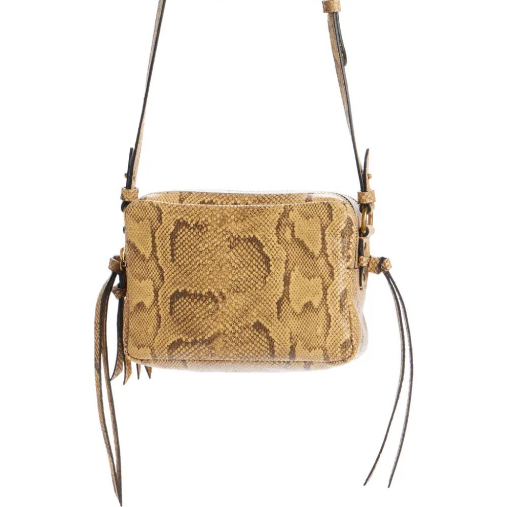 Isabel Marant Wardy Snakeskin Print Leather Camera Bag in Sand Cover