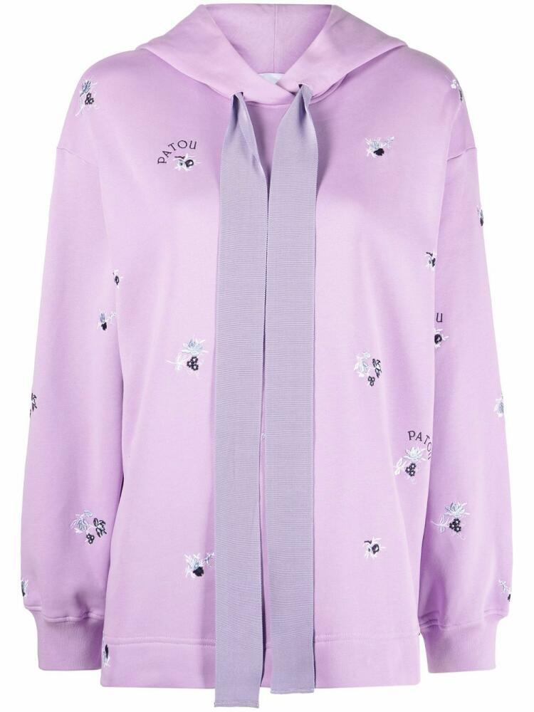 Patou floral-embroidered drawstring hoodie - Pink Cover