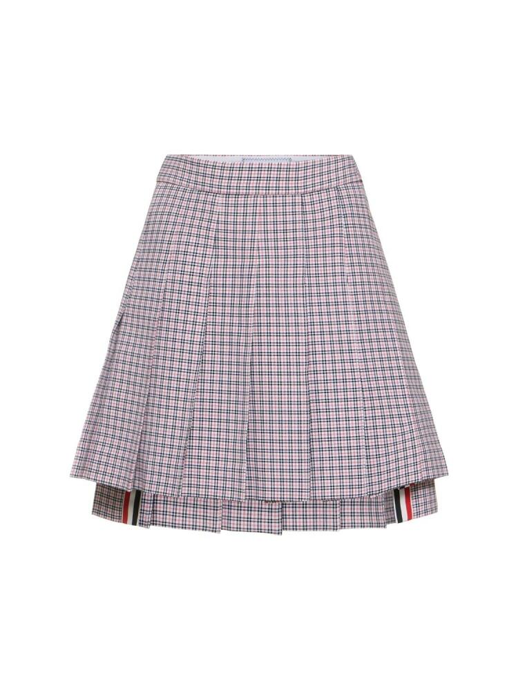 THOM BROWNE Check Printed Crepe Pleated Mini Skirt Cover