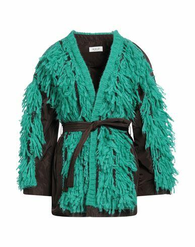 Aviù Woman Overcoat & Trench Coat Green Acrylic, Polyamide, Mohair wool, Virgin Wool, Polyester Cover