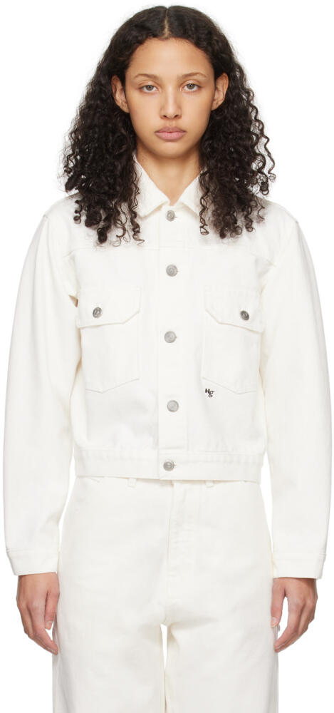 HommeGirls White Spread Collar Denim Jacket Cover