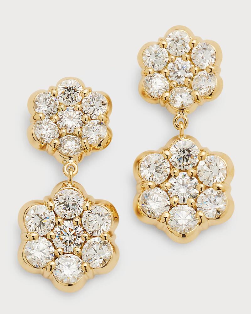 Bayco 18k Yellow Gold Flower Diamond Drop Earrings Cover