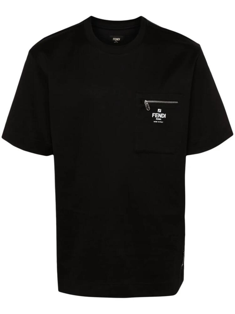 FENDI logo-print cotton T-shirt - Black Cover