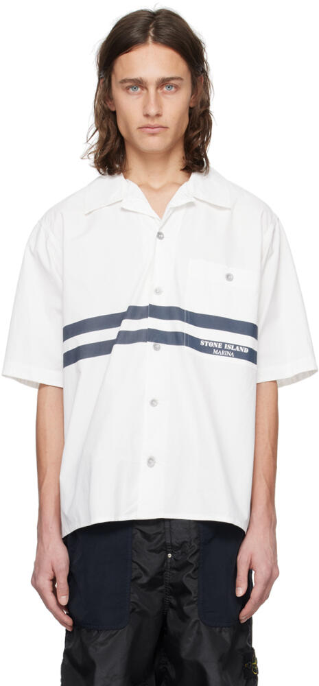 Stone Island White Striped Shirt Cover