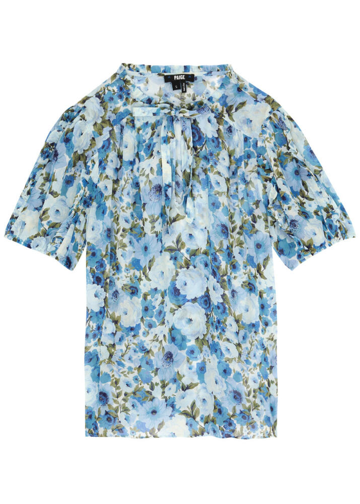 Paige Dandelion Floral-print Silk Blouse - Blue Cover