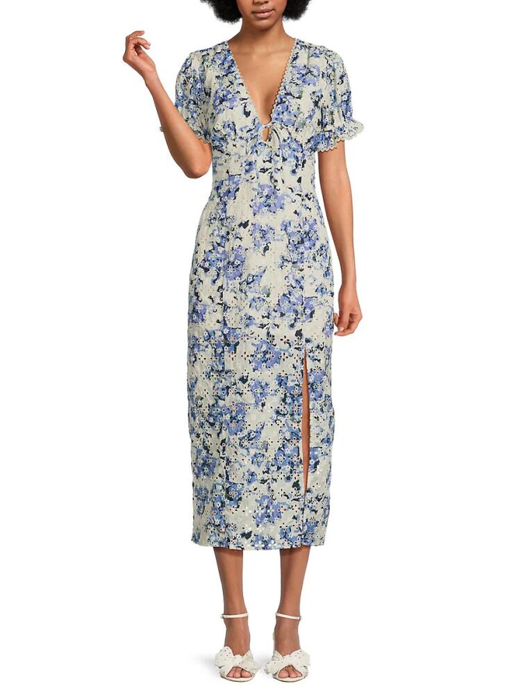 Lost + Wander Women's Light Of Iris Floral Midi Dress - Blue Multicolor Cover