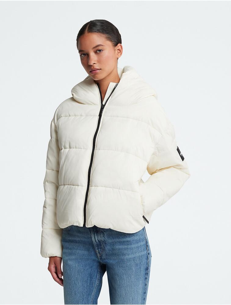 Calvin Klein Women's Boxy Hooded Puffer Jacket - White Cover