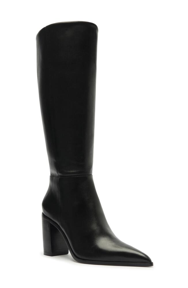 Schutz Mikki Up Block Pointed Toe Knee High Boot in Black Cover