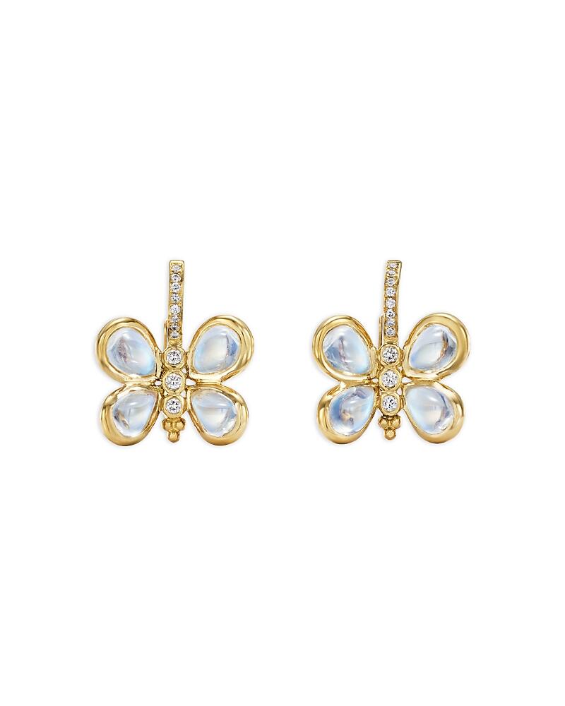 Temple St. Clair 18K Yellow Gold Royal Blue Moonstone & Diamond Butterfly Earrings Cover