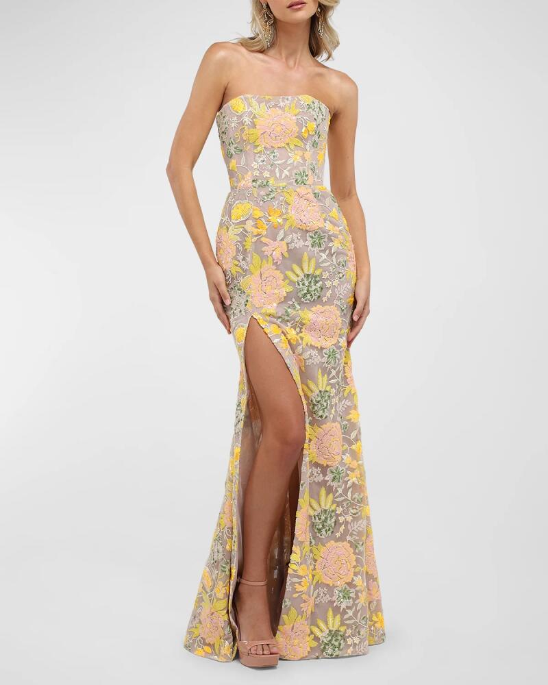 HELSI Lola Strapless Sequin Floral Trumpet Gown Cover