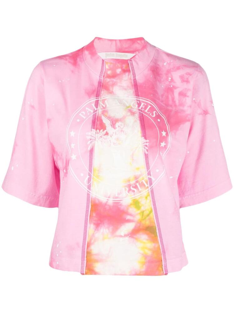 Palm Angels College tie-dye cropped T-shirt - Pink Cover