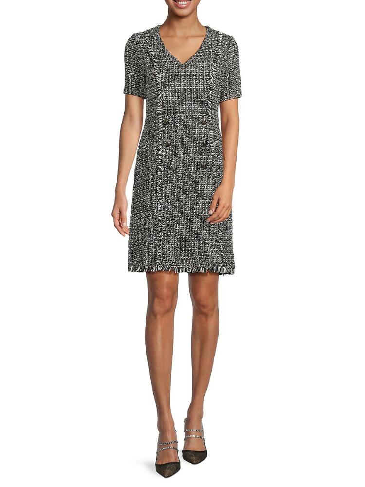 NANETTE nanette lepore Women's Double Breasted Tweed Sheath Dress - Very Black Cover