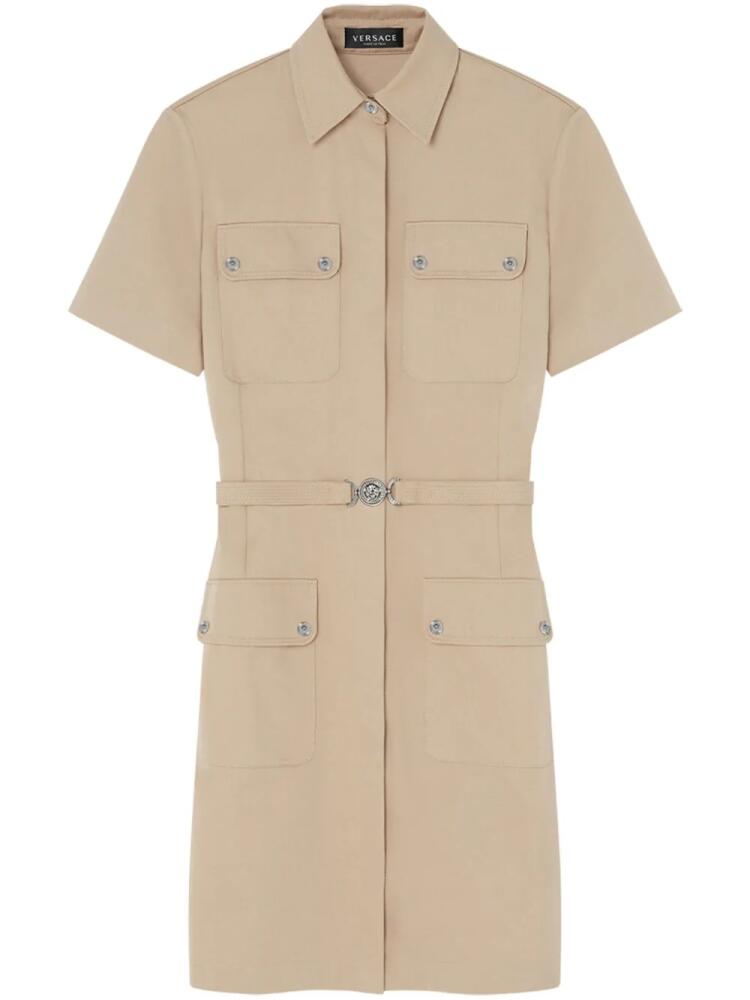 Versace cargo gabardine mini shirt dress - Neutrals Cover