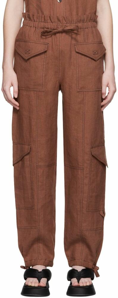 GANNI Brown Hemp Cargo Trousers Cover