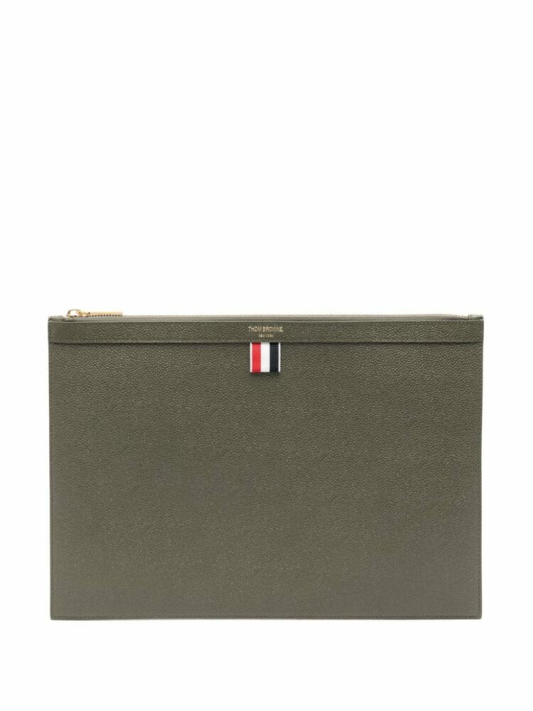 Thom Browne RWB-stripe leather briefcase - Green Cover