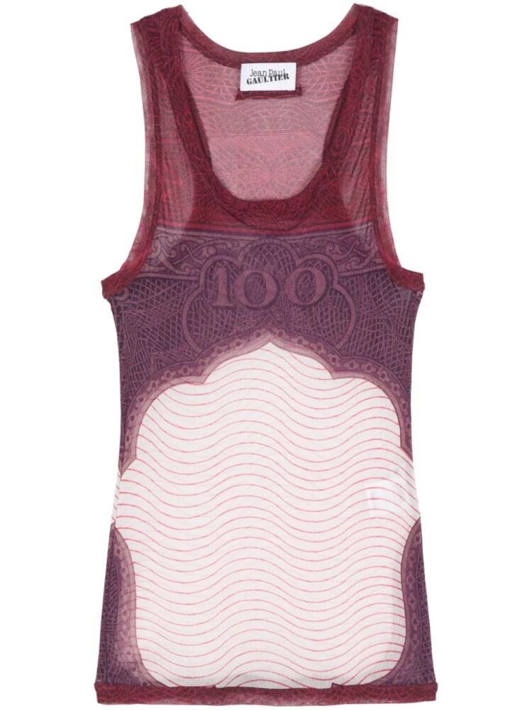 Jean Paul Gaultier number-print mesh tank top - Red Cover