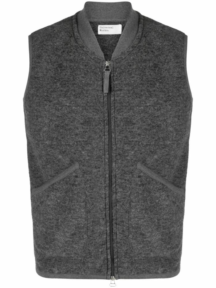 Universal Works zip-up fleece-texture waistcoat - Grey Cover