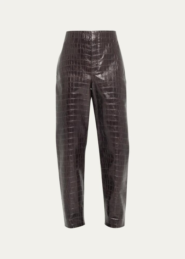 Bottega Veneta Men's Crocodile-Effect Leather Trousers Cover