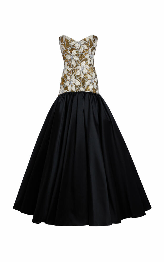 Markarian - Gwendolyn Floral Brocade Drop-Waist Gown - Black Cover