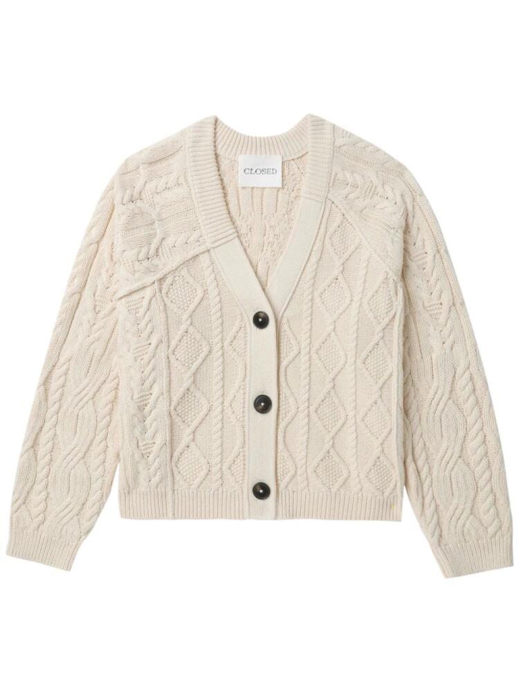 Closed cable-knit cotton cardigan - Neutrals Cover