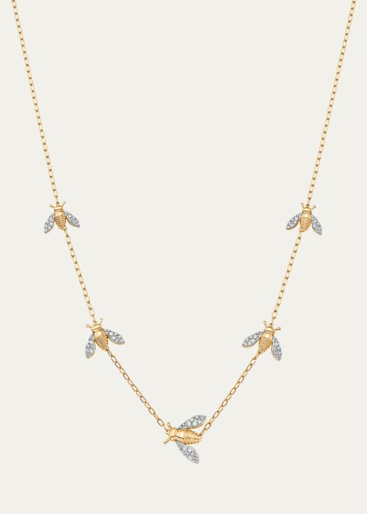 Sara Weinstock 18K Two-Tone Gold Queen Bee Petite Diamond 5-Station Necklace Cover