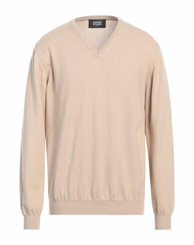 Alpha Studio Man Sweater Beige Cashmere Cover