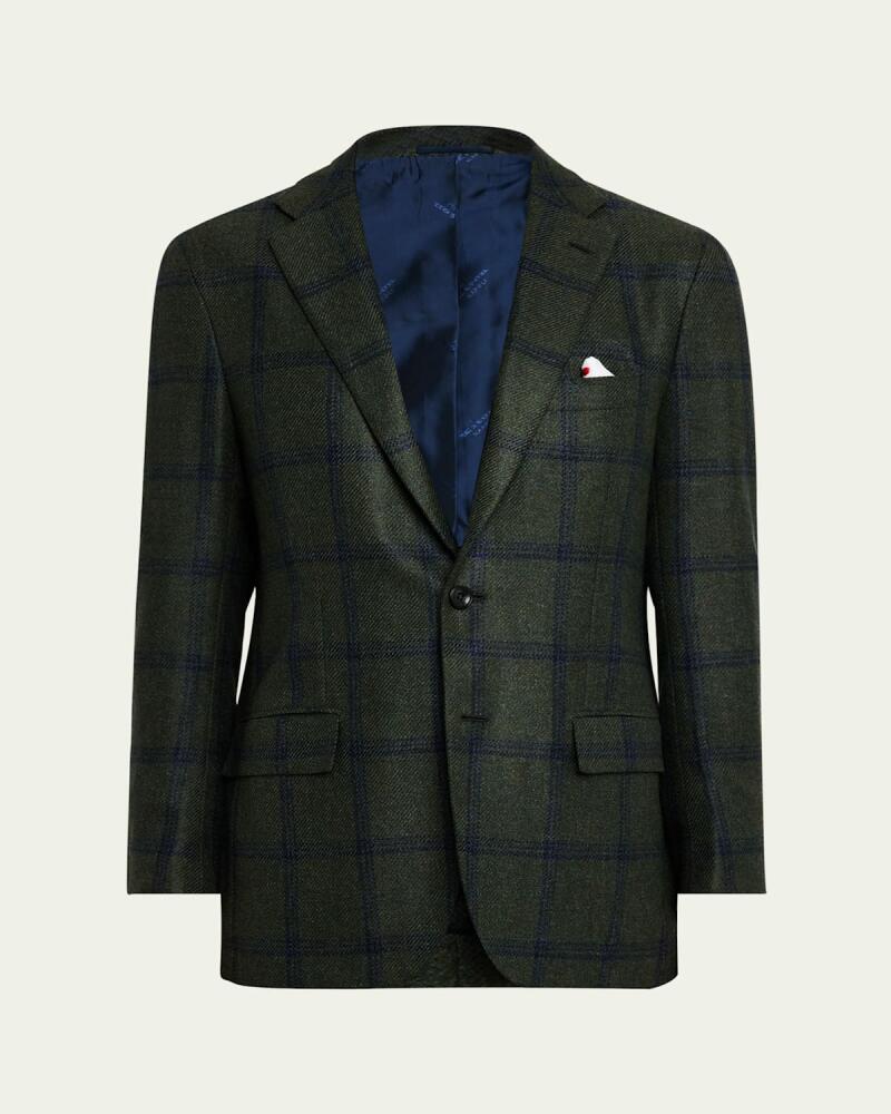 Kiton Men's Cashmere-Blend Windowpane Sport Coat Cover