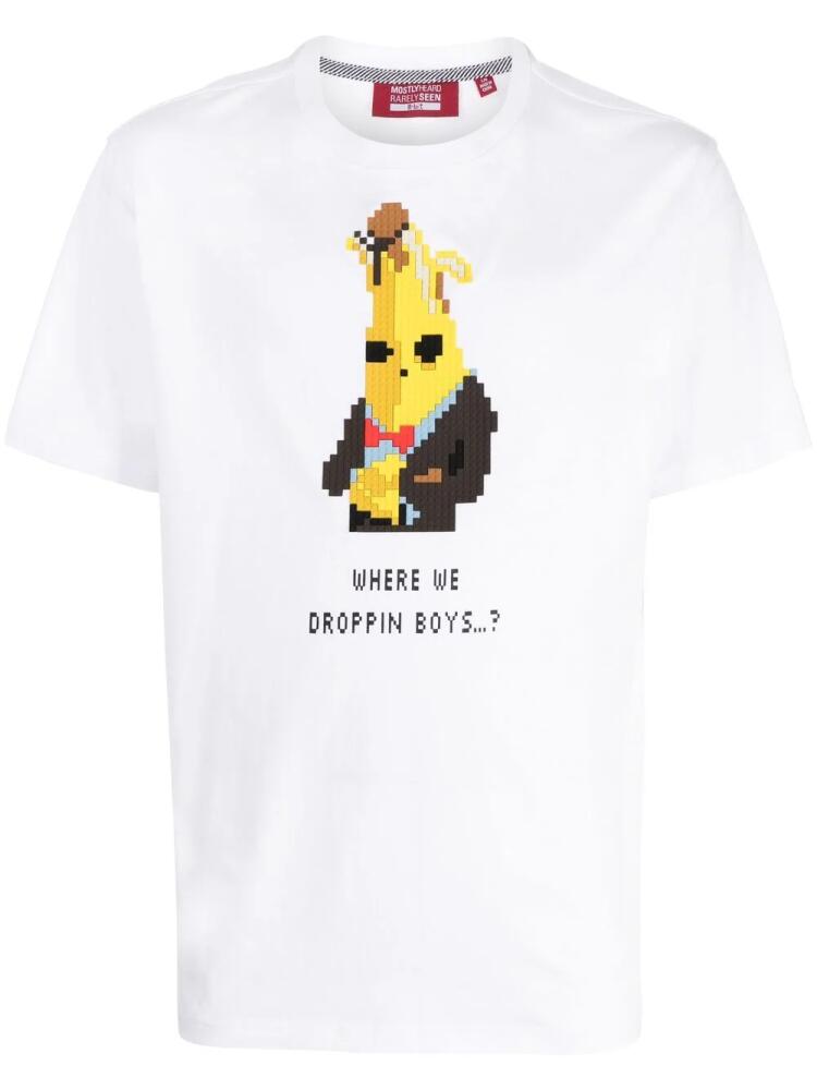 Mostly Heard Rarely Seen 8-Bit Where We Dropping short-sleeved T-shirt - White Cover