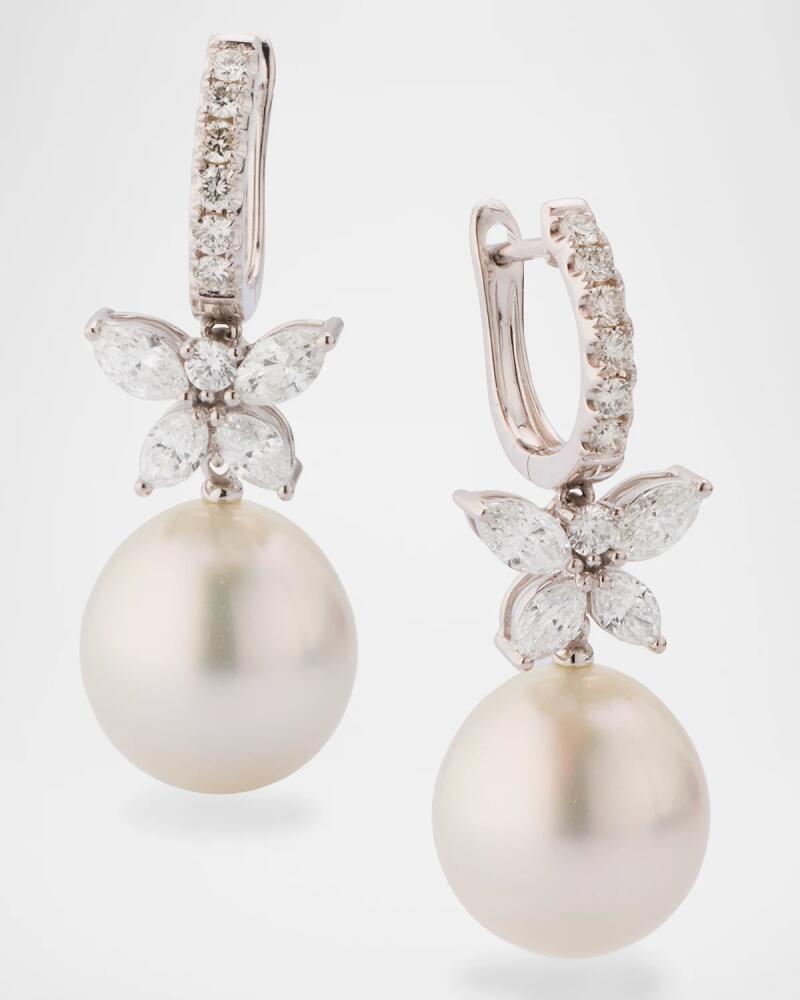 Belpearl 18K White Gold 12-13mm South Sea Pearl Earrings with Diamonds Cover