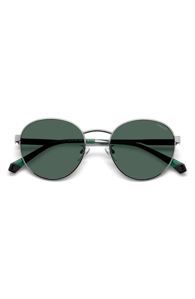 Polaroid 52mm Polarized Round Sunglasses in Ruthenium/Green Polarized Cover