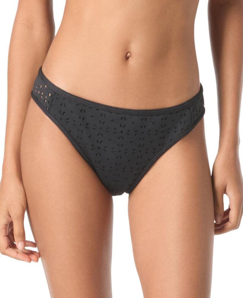 Michael Michael Kors Women's Laser Cut Hipster Bikini Bottoms - Black Cover