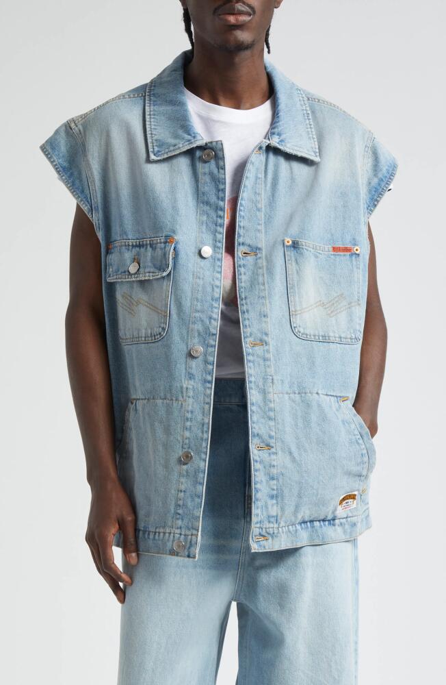 Martine Rose Oversize Denim Vest in Bleached Wash Cover