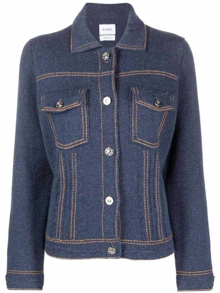 Barrie contrast-stitching denim-effect cardigan - Blue Cover