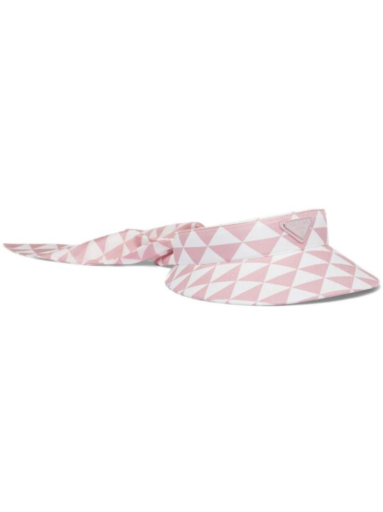 Prada triangle-logo silk visor - Pink Cover