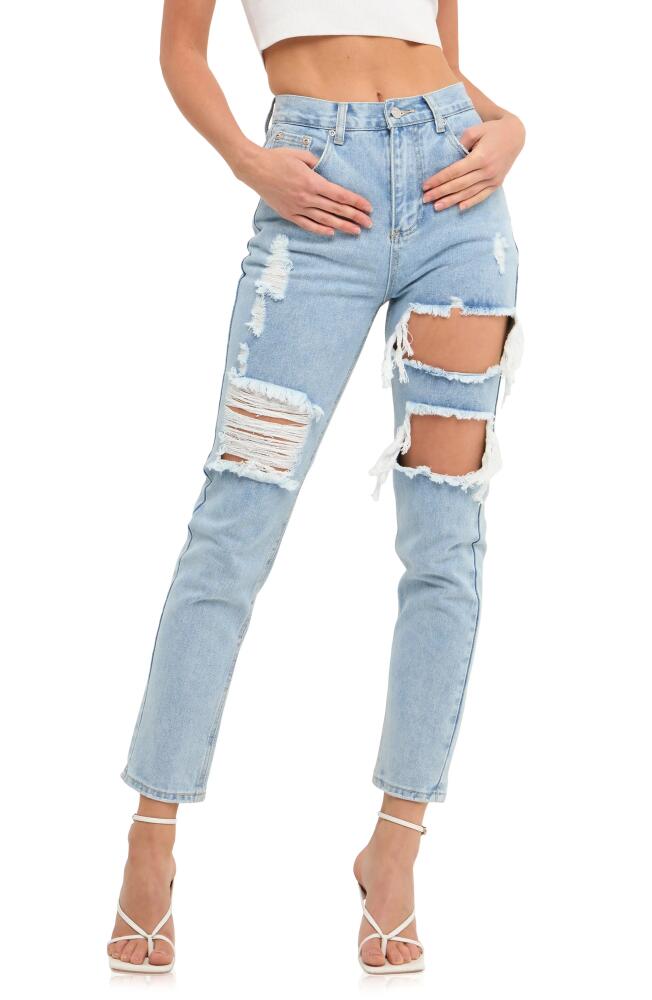 Grey Lab Cutout Ripped High Waist Slim Straight Leg Jeans in Denim Cover