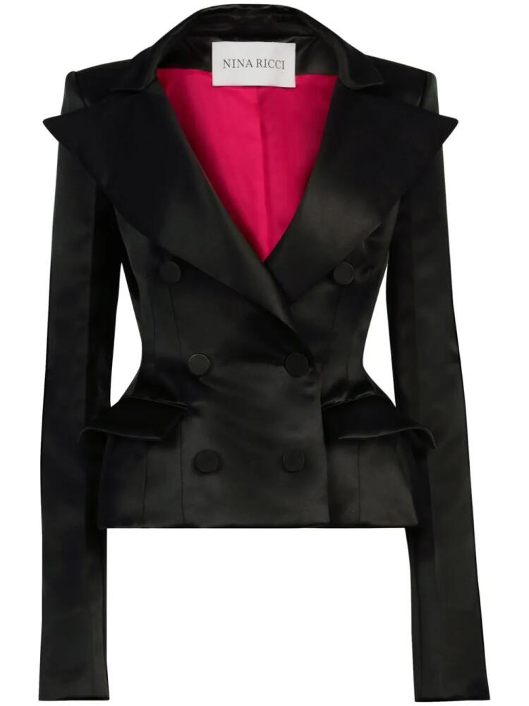 Nina Ricci double-breasted peplum satin blazer - Black Cover