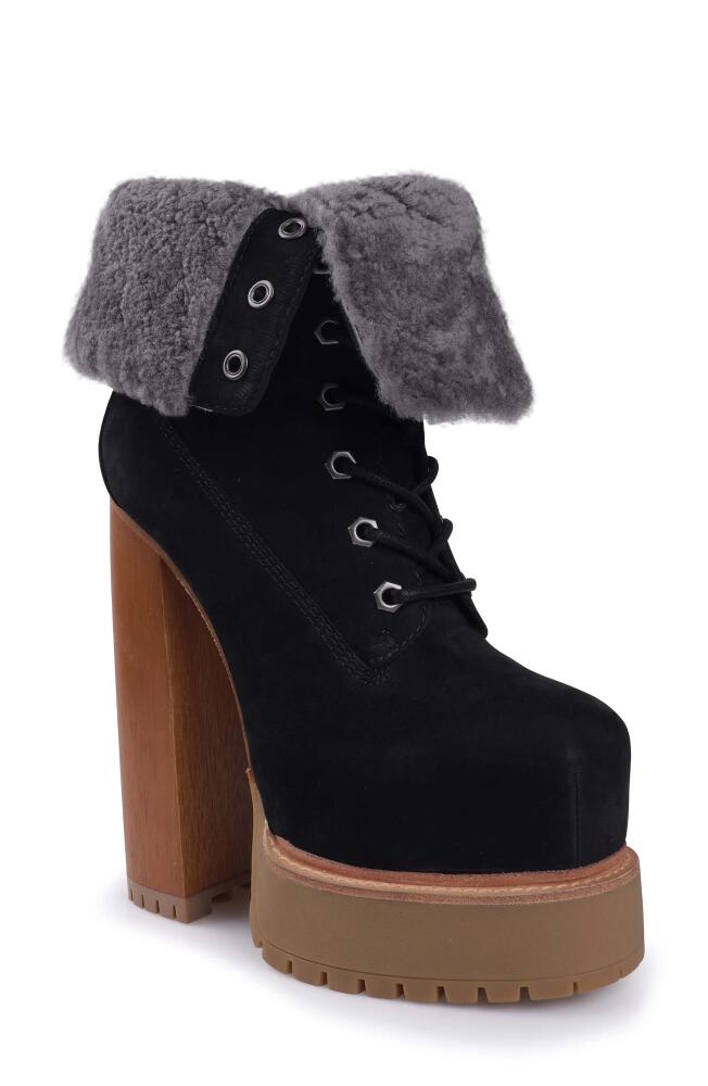 ZIGI Aden Faux Shearling Lined Platform Bootie in Black Leather Cover