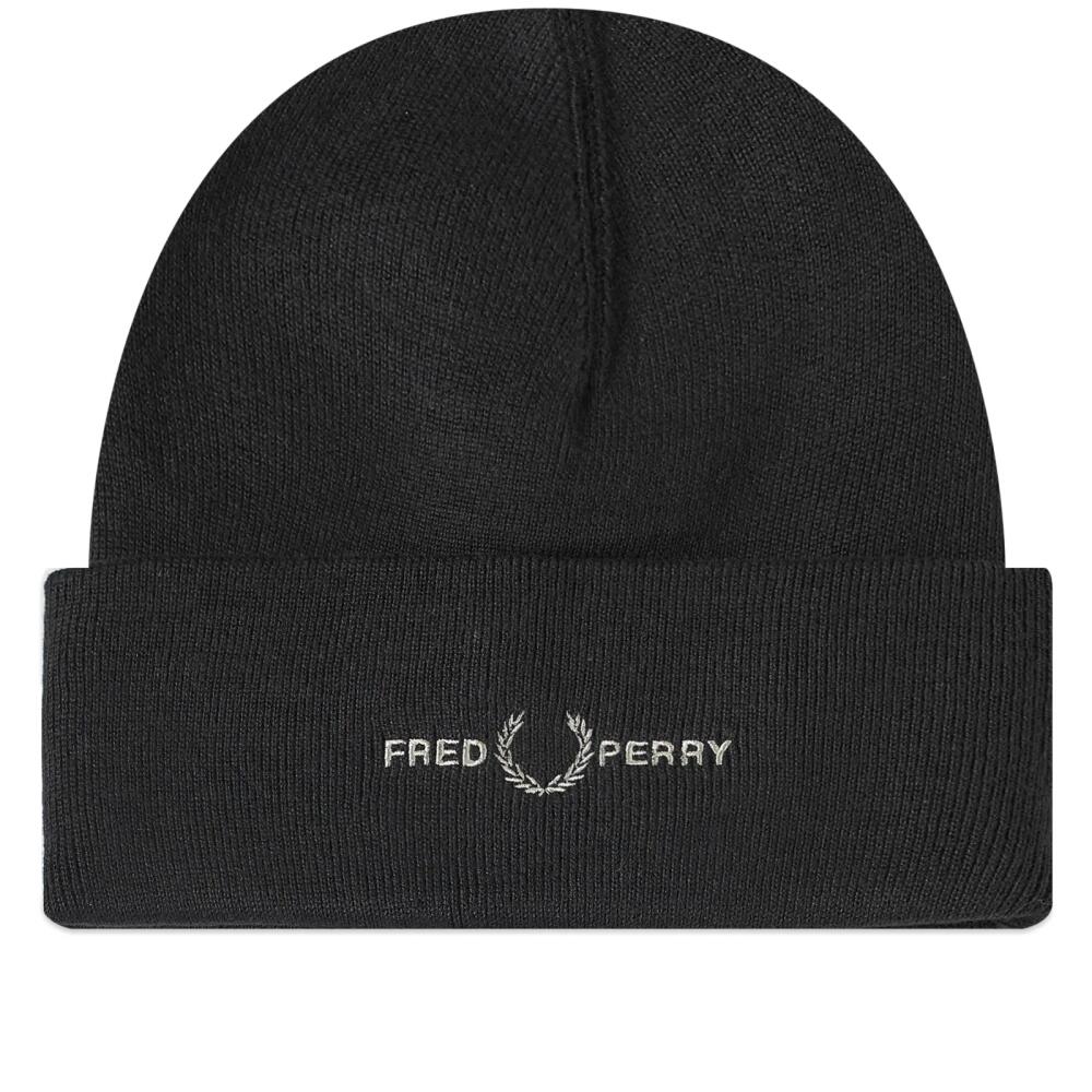 Fred Perry Men's Logo Beanie in Black Cover