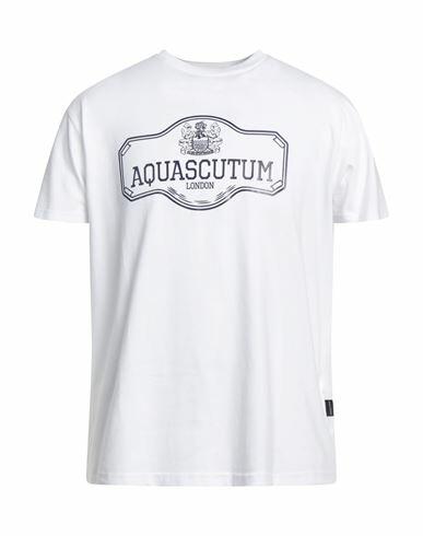 Aquascutum Man T-shirt White Cotton, Elastane Cover