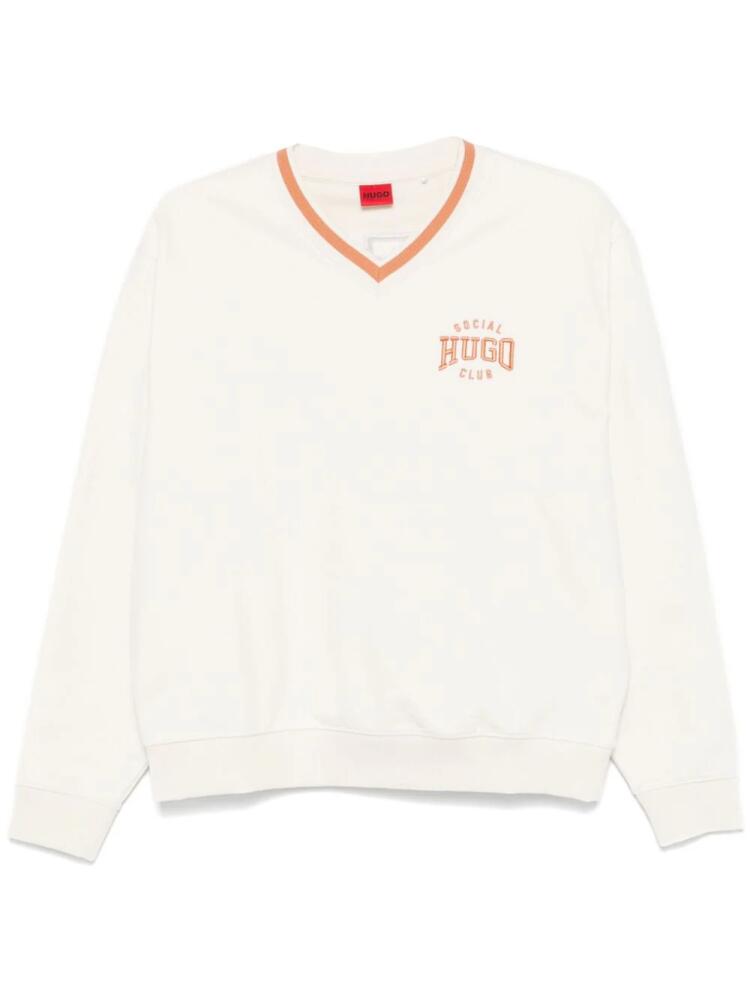 HUGO logo-embroidered sweatshirt - Neutrals Cover